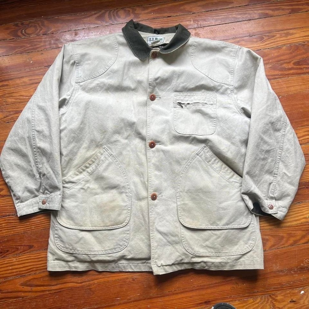 1990s L.L.Bean Canvas Flannel Lined Chore Jacket size XL